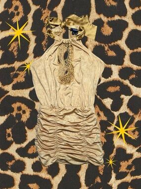 XOXO | Y2k Yellow Gold Halter Ruched Blouse | Women’s Size XS